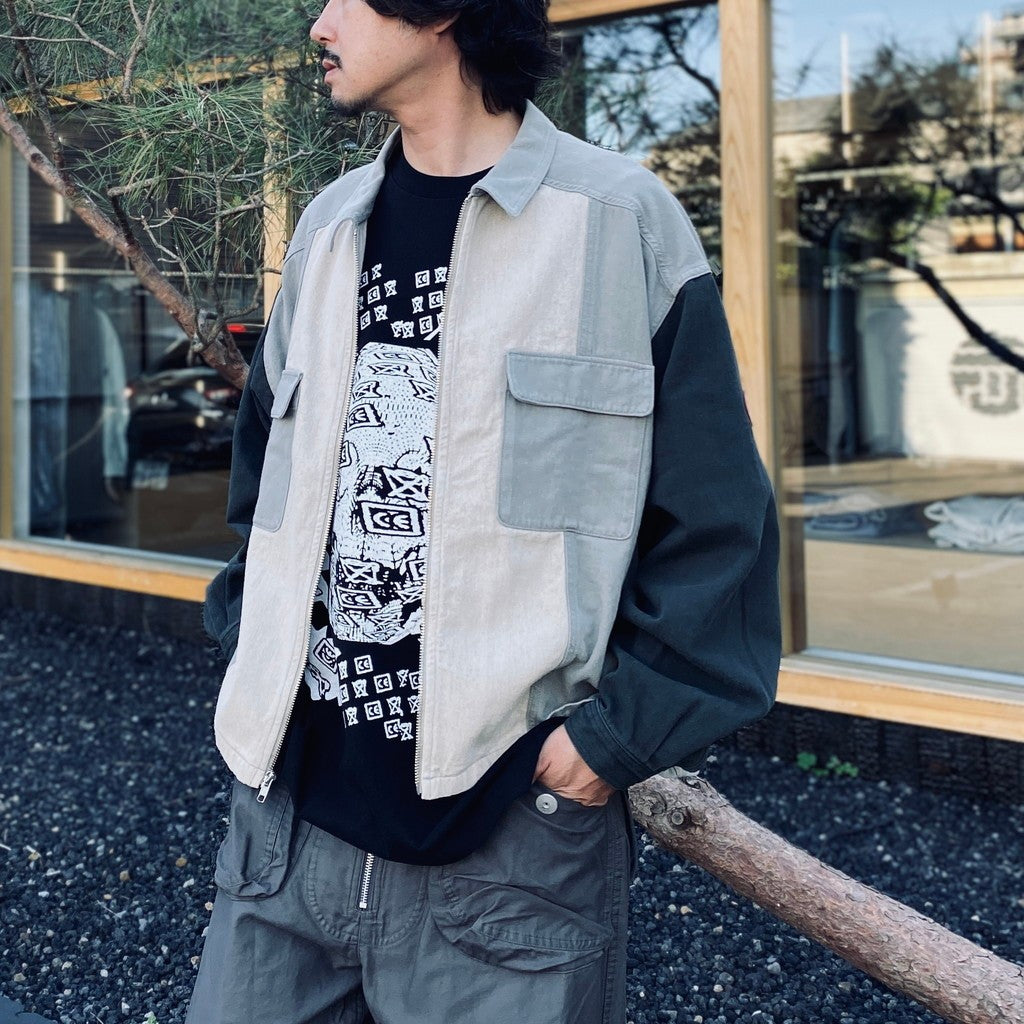STRIPE CUT SHORT SHIRT JACKET #GREY [CES29JK21]