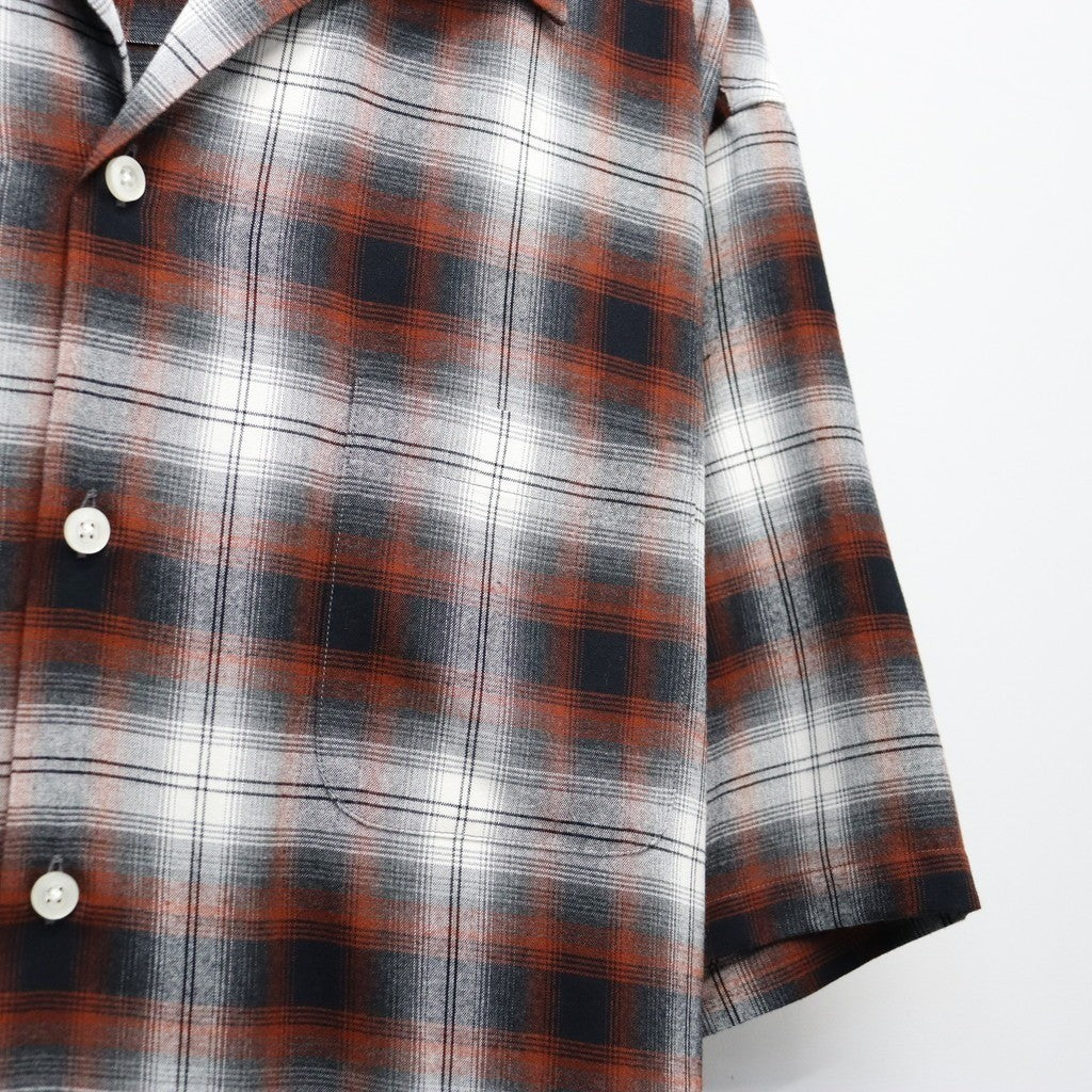 OMBRE CHECK OPEN COLLAR SHIRT S/S ( TYPE-2 ) #BROWN [26SS-WMS-OC10]
