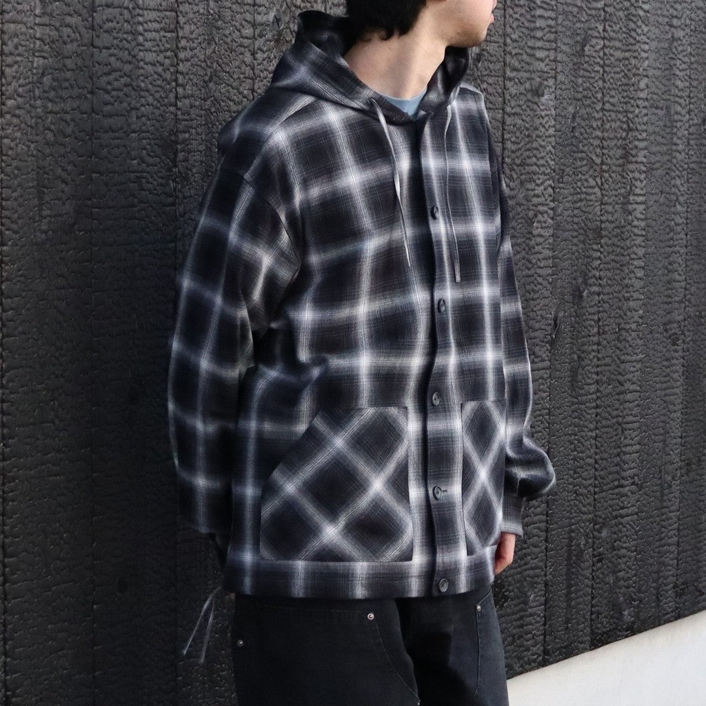Ombre Plaid Hooded Shirt #Black Plaid [SD26S-SH03]