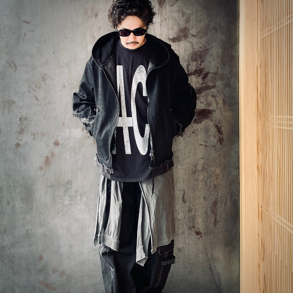 Slash Seam Twist Cargo Jeans With Wrapped (NOIR) #AGED BLACK [M-P2