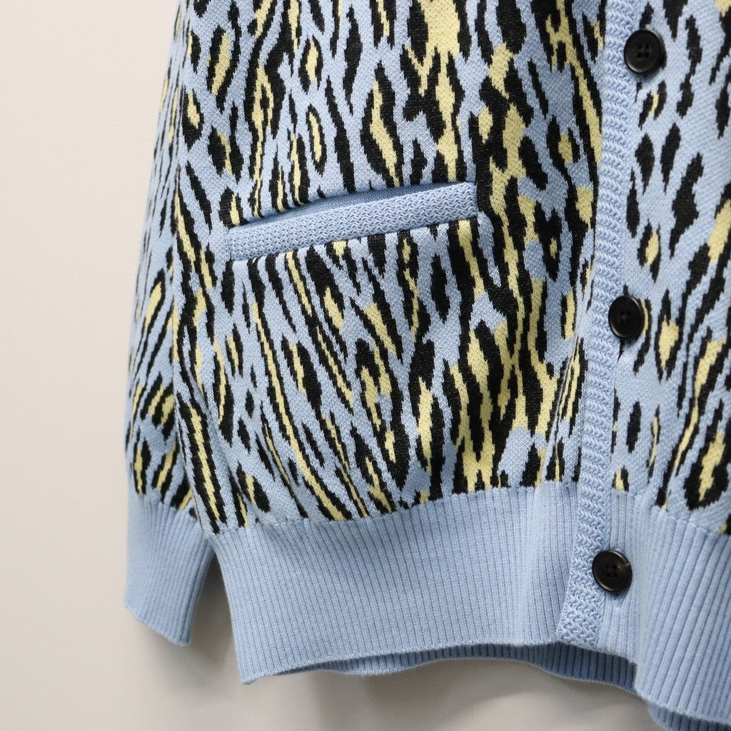 LEOPARD JACQUARD CARDIGAN ( TYPE-2 ) #L-BLUE [26SS-WMK-KN18]