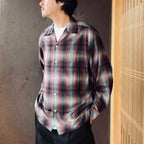 OMBRE CHECK OPEN COLLAR SHIRT L/S ( TYPE-1 ) #RED [26FWE-WMS-OC01]