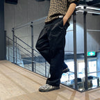 DOUBLE PLEATED CHINO TROUSERS #BLACK [24FW-WMP-PT02]