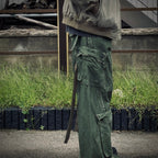 Slash Seam Twist Cargo Pants (PIGMENT DYED MOLESKIN) #OLIVE [M-P2-PT13]