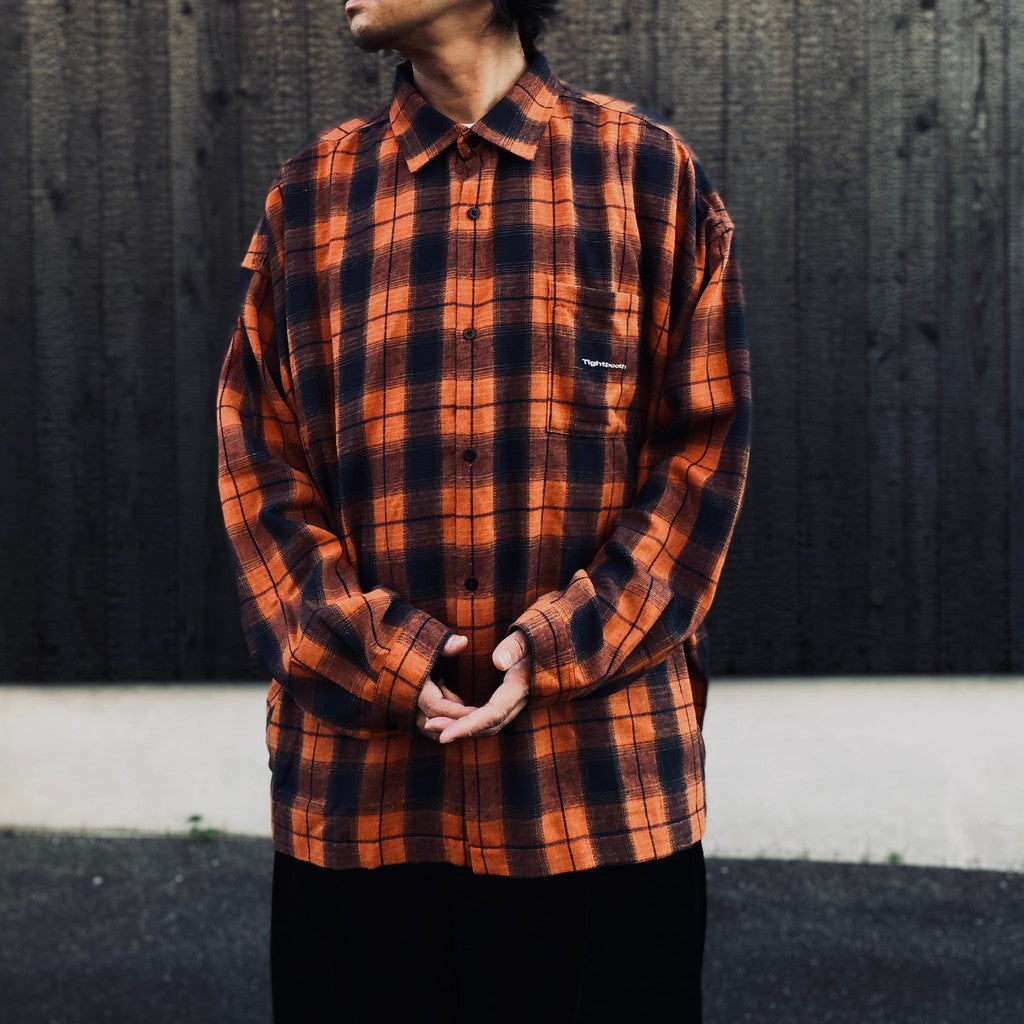 PLAID FLANNEL L/S SHIRT #Navy x Orange [FW26-S02]