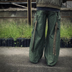 Slash Seam Twist Cargo Pants (PIGMENT DYED MOLESKIN) #OLIVE [M-P2-PT13]