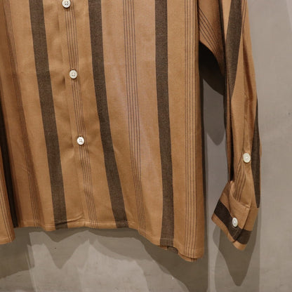 STRIPED OPEN COLLAR SHIRT L/S ( TYPE-1 ) #BROWN [24FW-WMS-OC05]