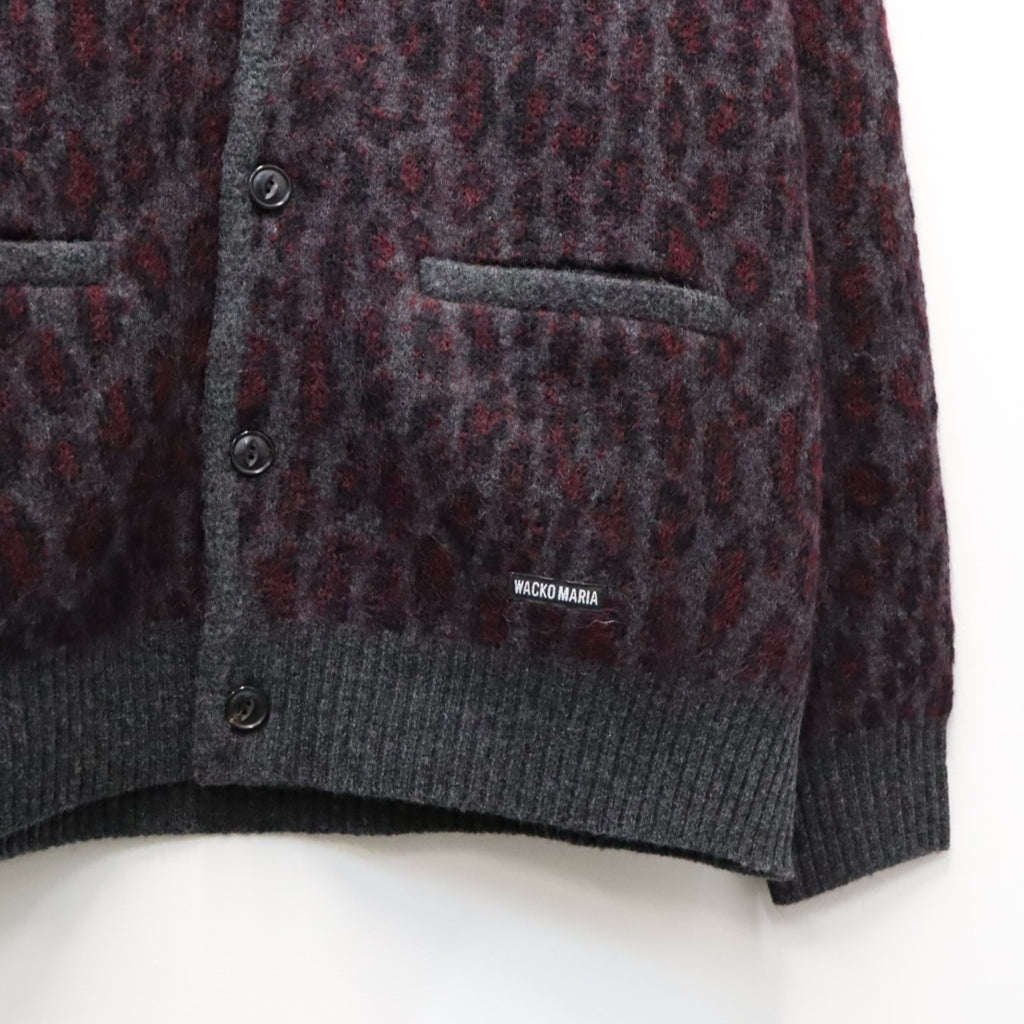 LEOPARD MOHAIR JACQUARD CARDIGAN #CHARCOAL [26FW-WMK-KN17]