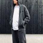 WASHED MIDDLE WEIGHT FULL ZIP HOODED SWEAT SHIRT #GRAY [26FWE-WMC-SS01]