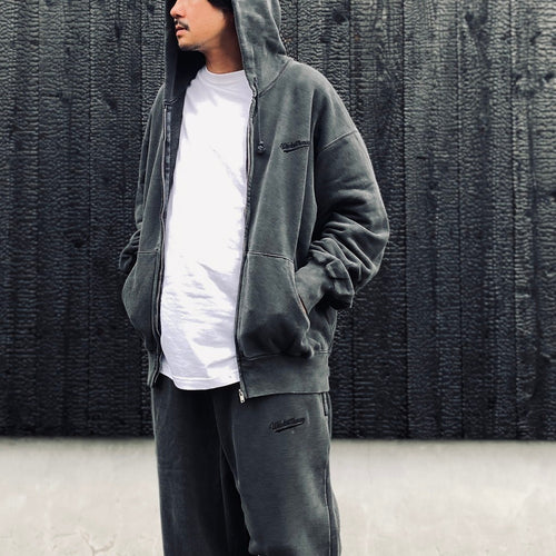 WASHED MIDDLE WEIGHT FULL ZIP HOODED SWEAT SHIRT #GRAY [26FWE-WMC-SS01]