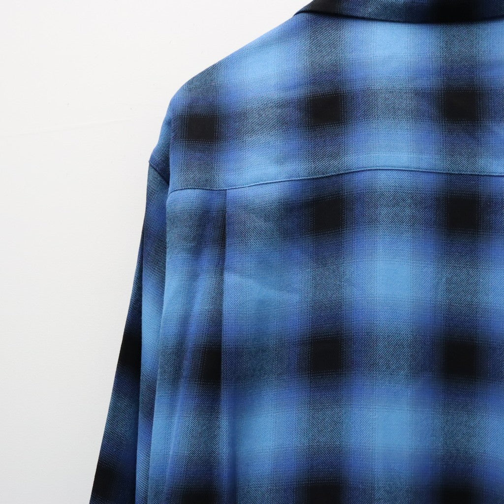 OMBRE CHECK OPEN COLLAR SHIRT L/S ( TYPE-5 ) #BLUE [26FW-WMS-OC08]