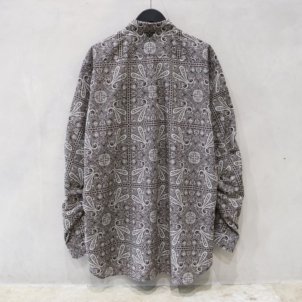 TECH BUTTON DOWN L/S SHIRT PAISLEY #BROWN [BE-81024]