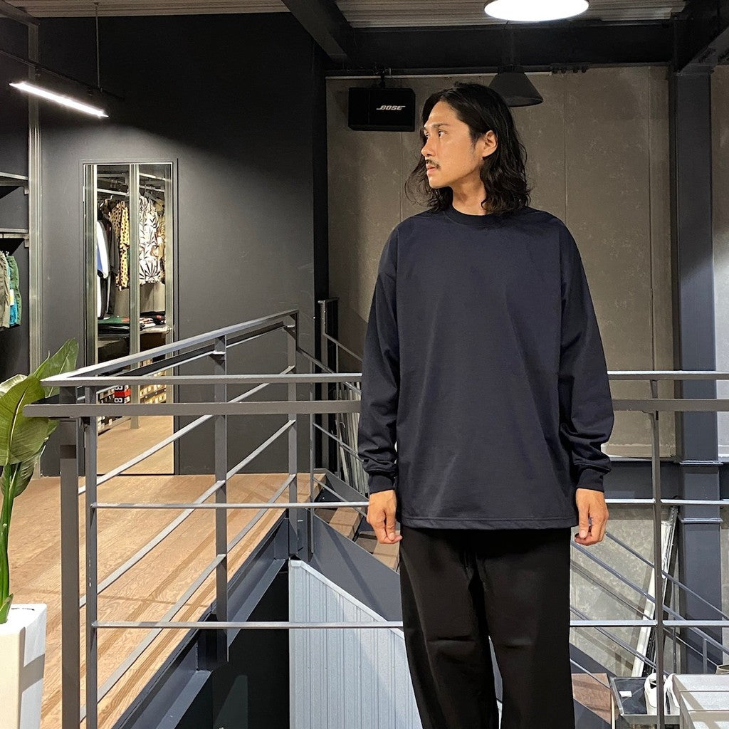 TECH CREW NECK TEE L/S #NAVY [BE-31024W]