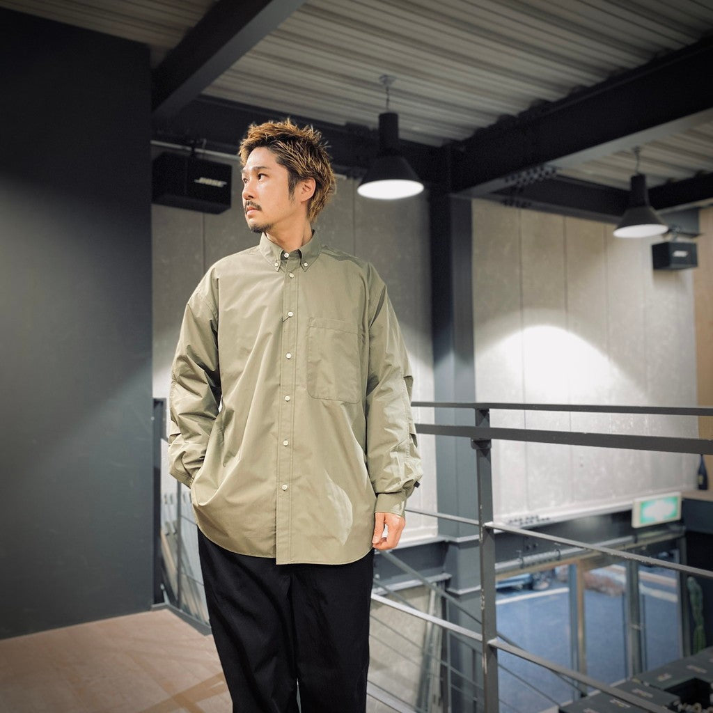 TECH BUTTON DOWN SHIRT L/S #WOLF GRAY [BE-80025]