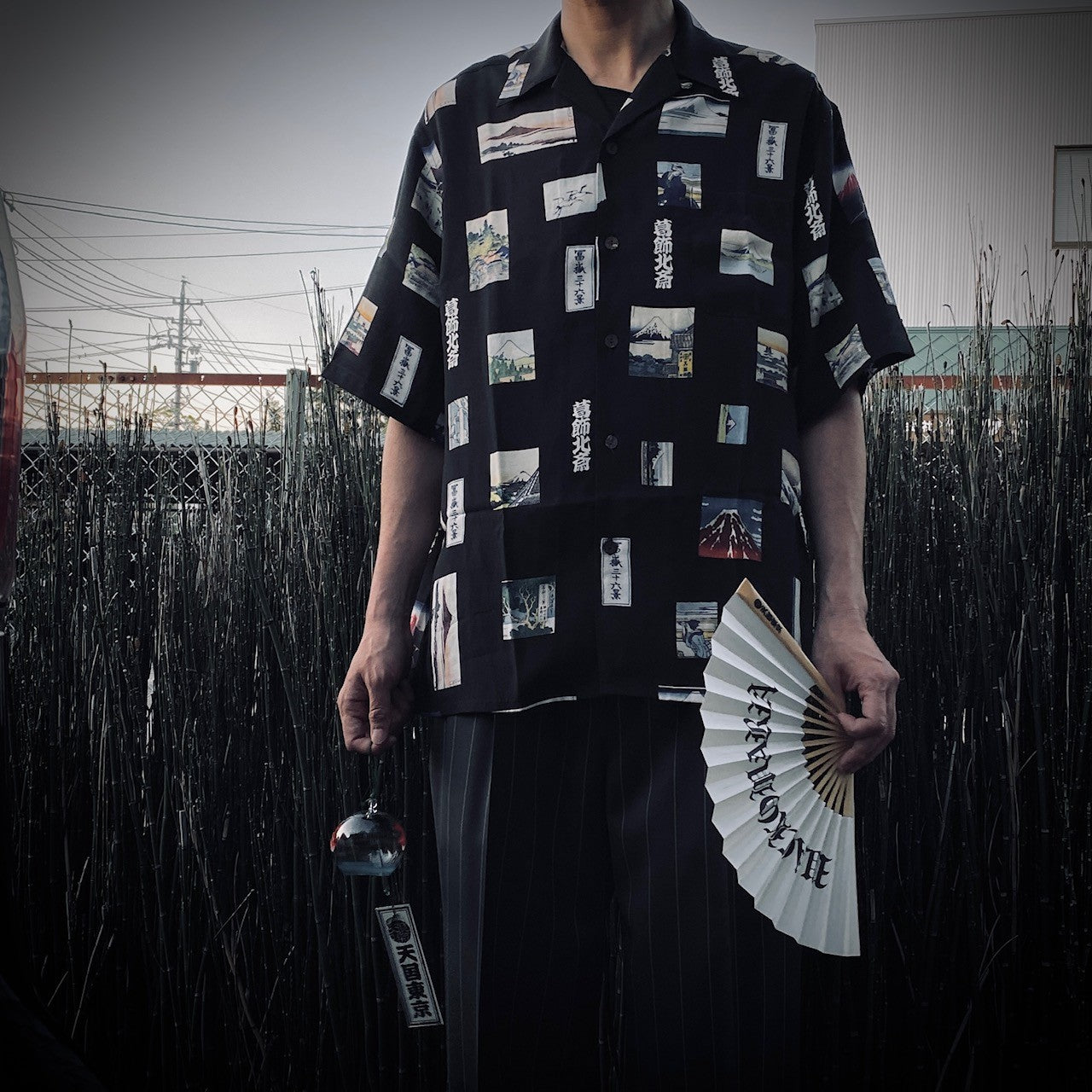 葛飾北斎 | S/S HAWAIIAN SHIRT #BLACK [HOKUSAI-WM-HI01]