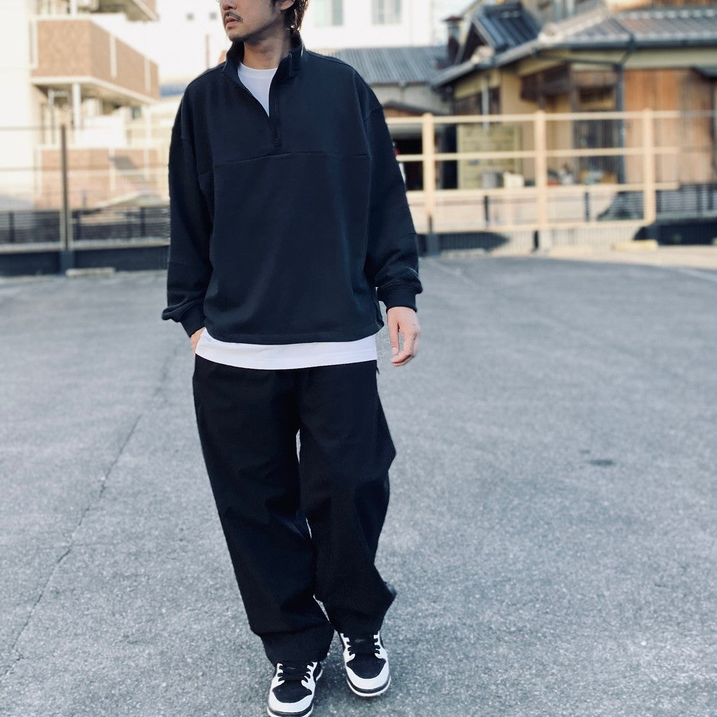 BIO WASHED EASY HALF ZIP SWEAT SHIRTS #ASH CHARCOAL [HOD25AWSWEHZSS]