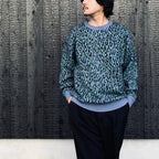 LEOPARD MOHAIR JACQUARD CREW NECK SWEATER #BLUE [26FW-WMK-KN16]