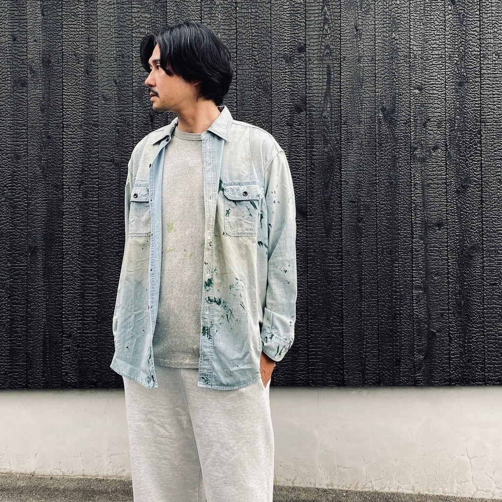 PAINT STAINED CHAMBRAY SHIRT, VENT HOLES #AGED INDIGO [BW252-PSCSV]
