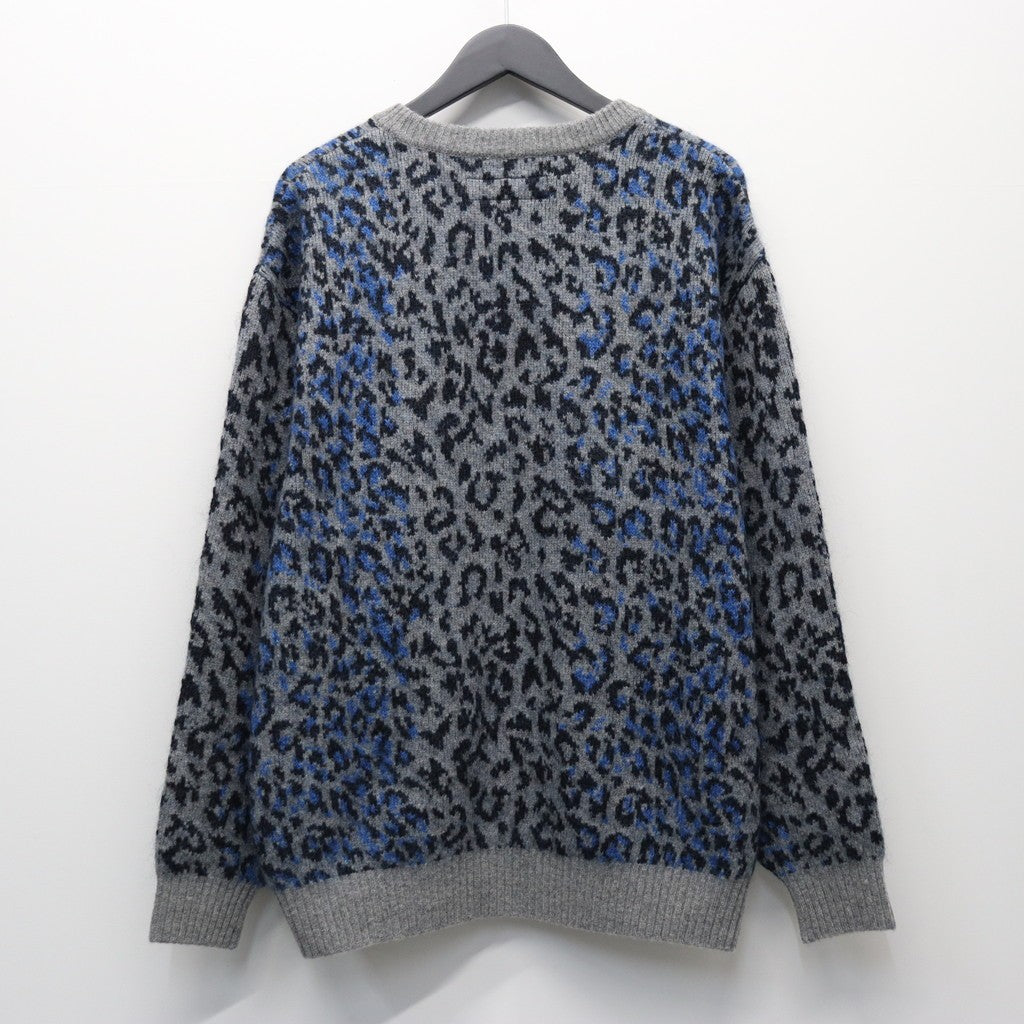 LEOPARD MOHAIR CREW NECK SWEATER #GRAY [25FW-WMK-KN07]