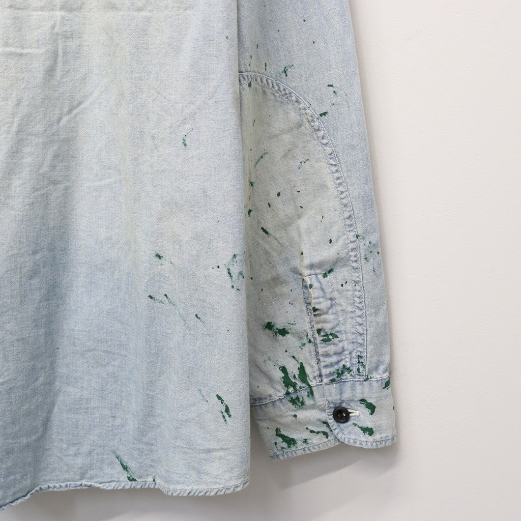 PAINT STAINED CHAMBRAY SHIRT, VENT HOLES #AGED INDIGO [BW252-PSCSV]