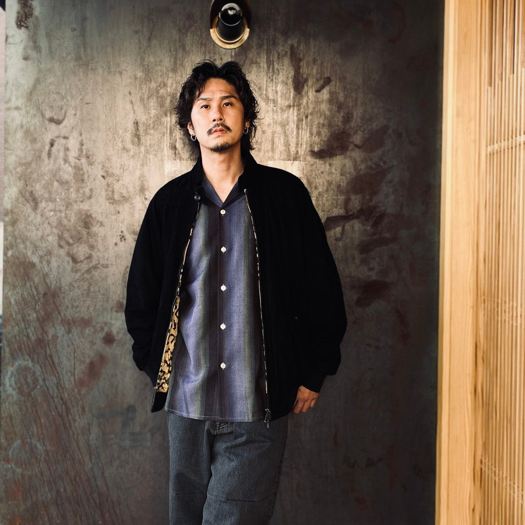 STRIPED OPEN COLLAR SHIRT L/S #PURPLE [25FW-WMS-OC07]