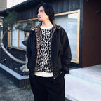 LEOPARD MOHAIR JACQUARD CREW NECK SWEATER #WHITE [26FW-WMK-KN16]