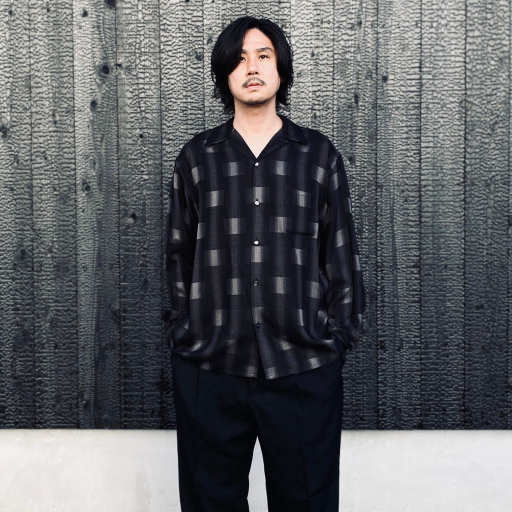 OMBRE CHECK OPEN COLLAR SHIRT L/S ( TYPE-2 ) #GRAY [26FW-WMS-OC02]