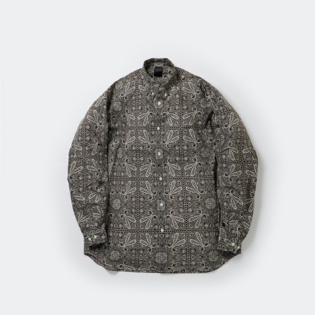 TECH BUTTON DOWN L/S SHIRT PAISLEY #BROWN [BE-81024]