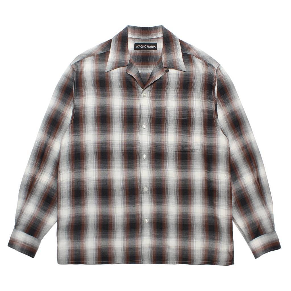 OMBRE CHECK OPEN COLLAR SHIRT L/S ( TYPE-2 ) #BROWN [26FWE-WMS-OC02]