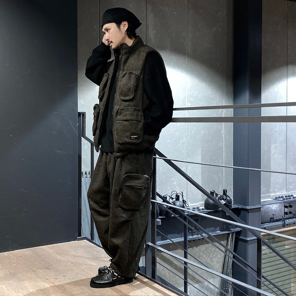 TWEED CARGO PANTS #OLIVE [FW23-B01]