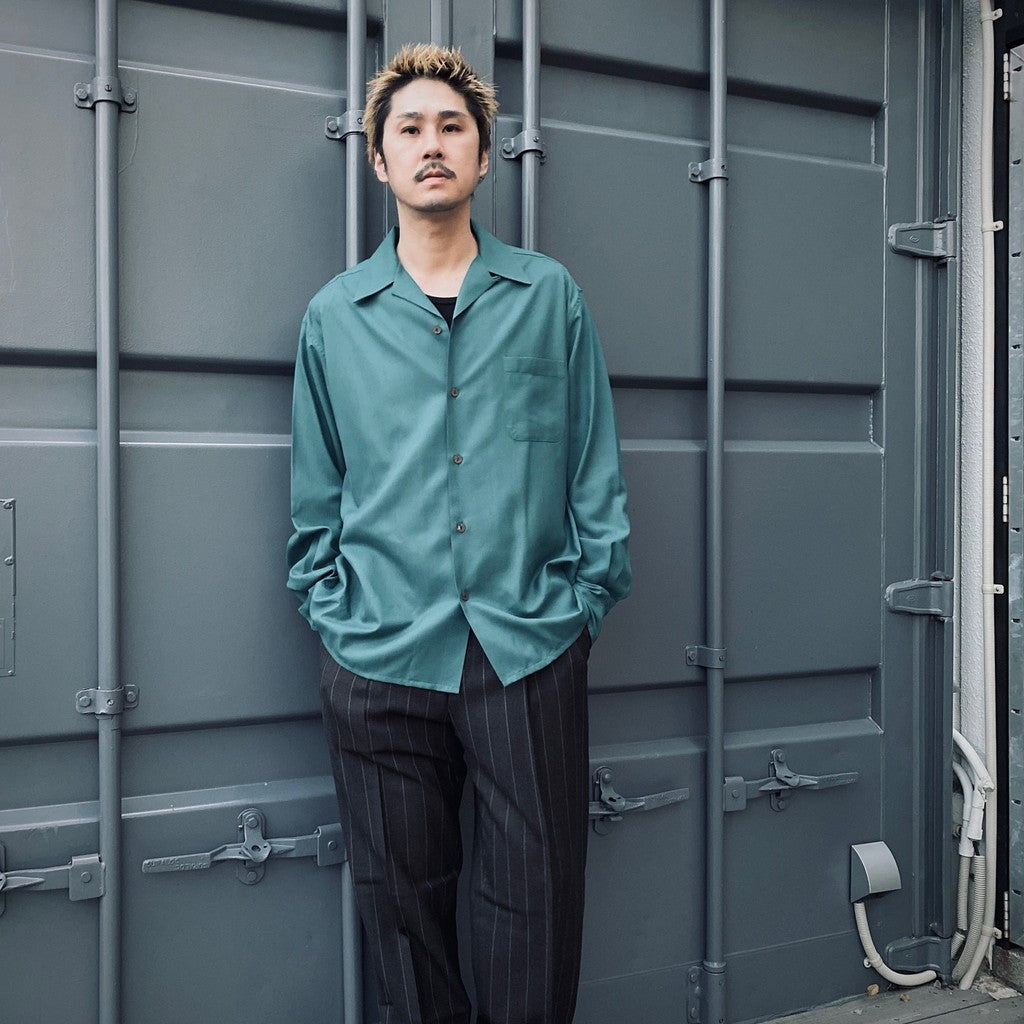 KASURI OPEN COLLAR SHIRT L/S #GREEN [25SSE-WMS-OC03]