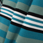 EMBROIDERED LOGO MULTI BORDER L/S T-SHIRT #GREEN / WHITE [CCC-253C007]