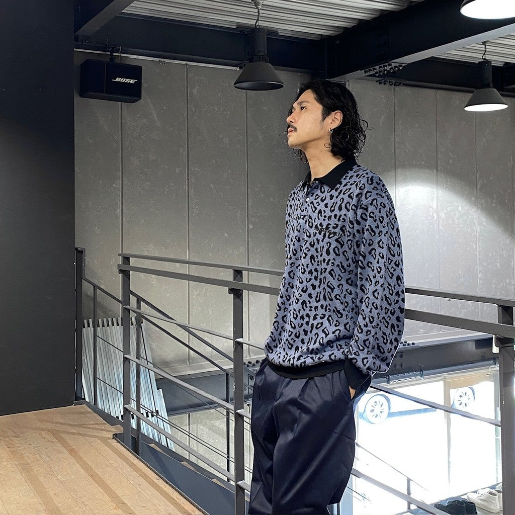 LEOPARD KNIT POLO SHIRT #BLUE [24FW-WMK-KN13]