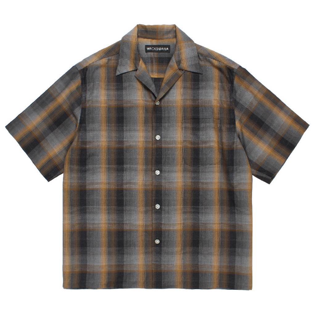 OMBRE CHECK OPEN COLLAR SHIRT S/S ( TYPE-1 ) #GRAY [26SS-WMS-OC09]
