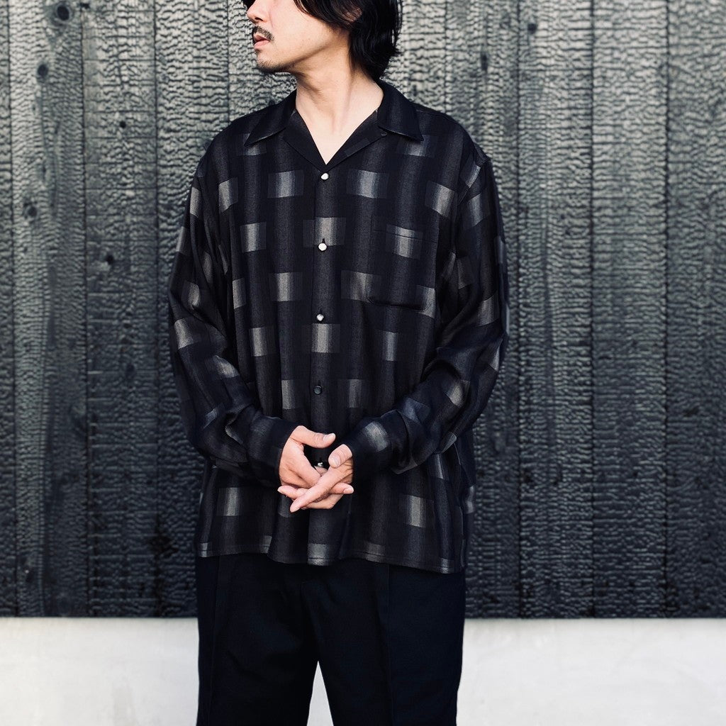 OMBRE CHECK OPEN COLLAR SHIRT L/S ( TYPE-2 ) #GRAY [26FW-WMS-OC02]
