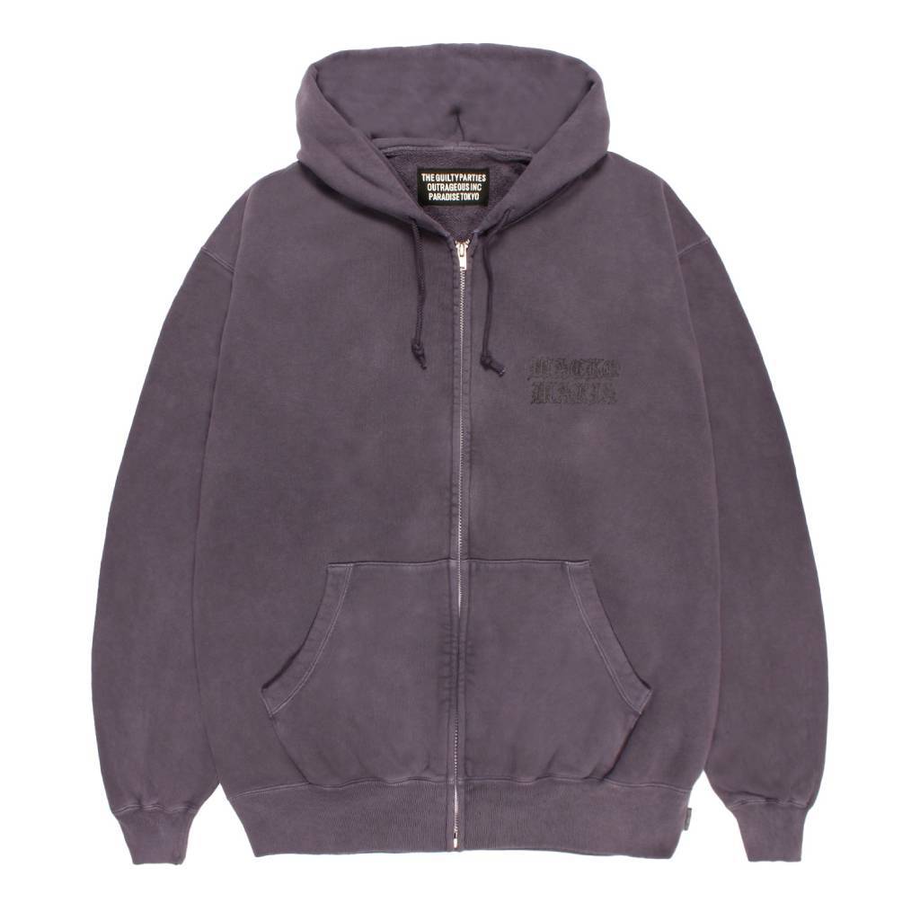 WASHED MIDDLE WEIGHT FULL ZIP HOODED SWEAT SHIRT #PURPLE [26SS-WMC-SS04]