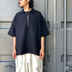 CHECKER PLATE HALF ZIP SHIRT #BLACK [SS24-S03]