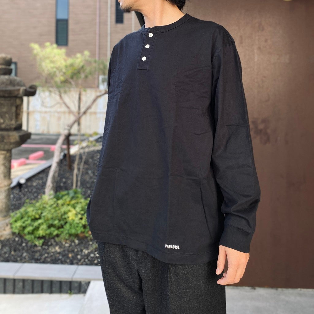 HEALTHKNIT | HENRY NECK LONG SLEEVE T-SHIRT #BLACK [26FW-WMT-HK01]