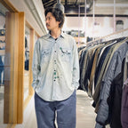 PAINT STAINED CHAMBRAY SHIRT, VENT HOLES #AGED INDIGO [BW252-PSCSV]