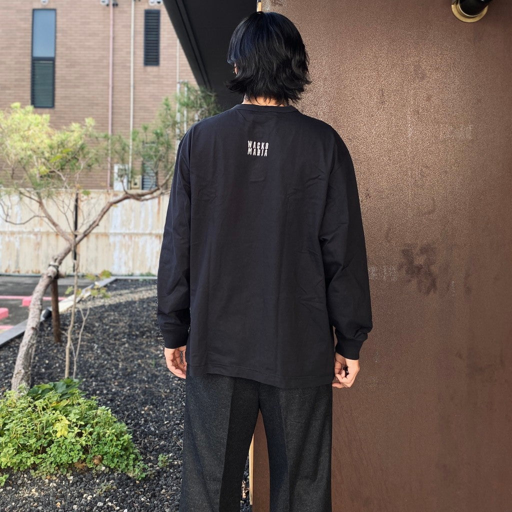 HEALTHKNIT | HENRY NECK LONG SLEEVE T-SHIRT #BLACK [26FW-WMT-HK01]