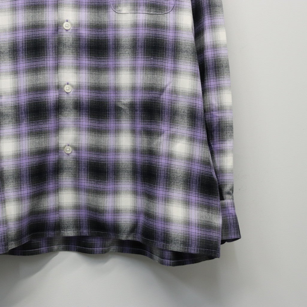 OMBRE CHECK OPEN COLLAR SHIRT L/S ( TYPE-1 ) #PURPLE [25FW-WMS