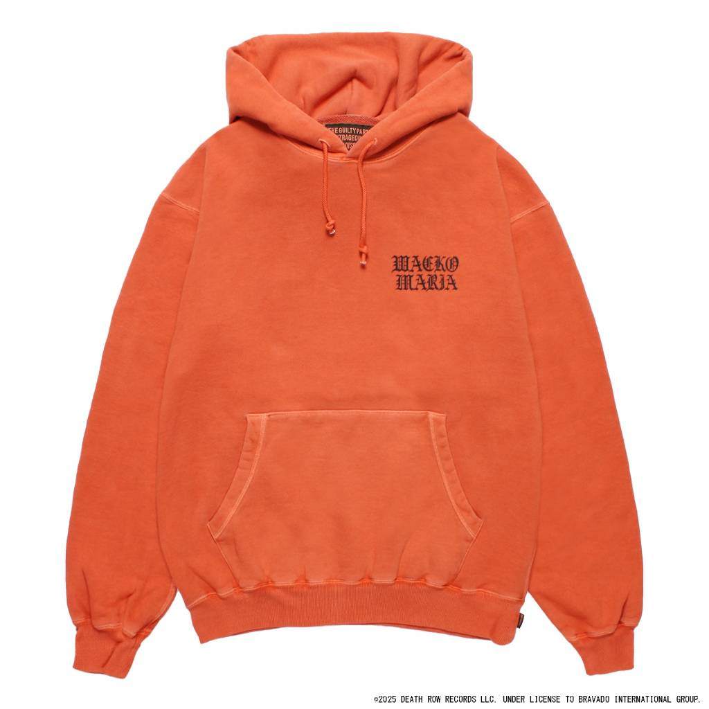 DEATH ROW RECORDS | WASHED MIDDLE WEIGHT PULLOVER HOODED SWEAT SHIRT #ORANGE [DEATHROW-WM-SS02]