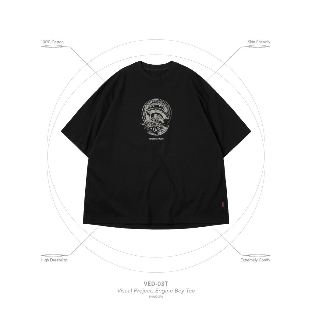 “VED-03T”視覺項目。引擎男孩T卹 #SHADOW [GOOPI-25SS-APR-04]
