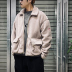 COLLARED BOA ZIP UP #KHAKI [CES26CS18]