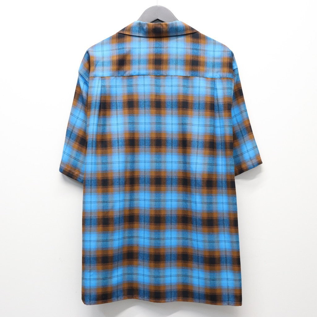 OMBRE CHECK OPEN COLLAR SHIRT S/S ( TYPE-2 ) #BLUE [26SS-WMS-OC10]