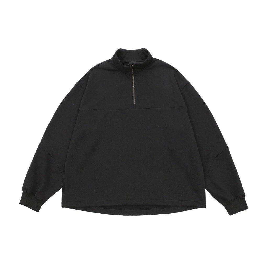 BIO WASHED EASY HALF ZIP SWEAT SHIRTS #BLACK [HOD25AWSWEHZSS]
