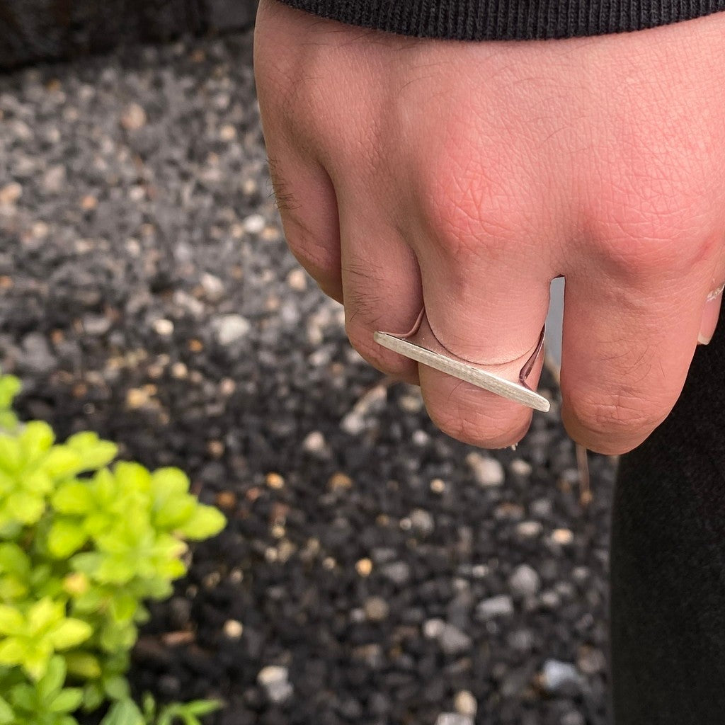 Surface 3D Ring with Hair Line #SILVER [XOR107]