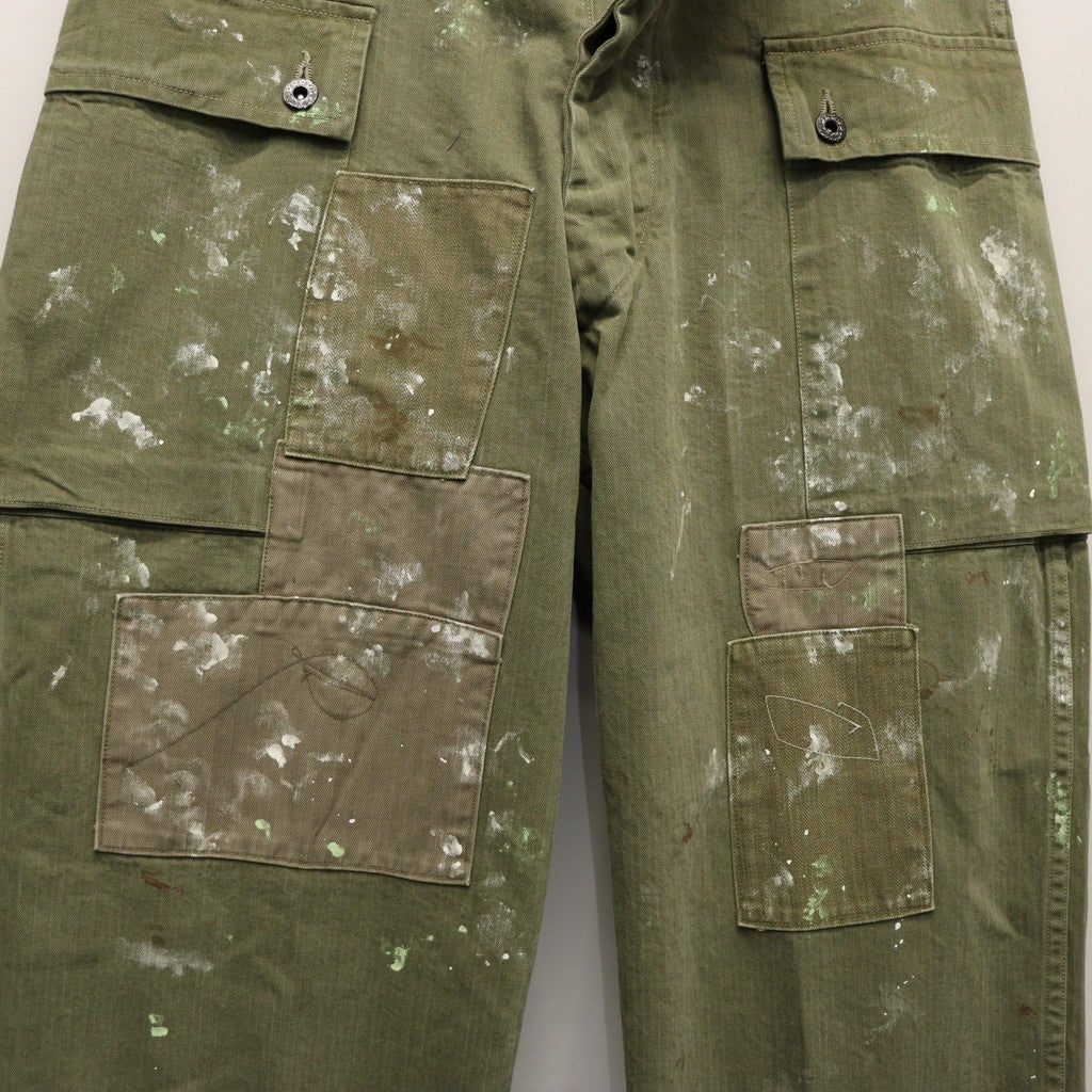 PAINT STAINED USMC P-44 HBT TROUSERS #PAINT STAINED OD [BW252-PU4HT]
