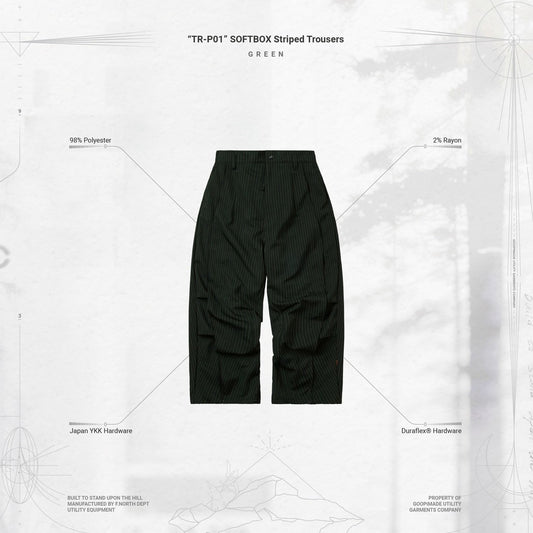 「TR-P01」 SOFTBOX Striped Trousers #GREEN [GOOPI-24SS-AUG-02]