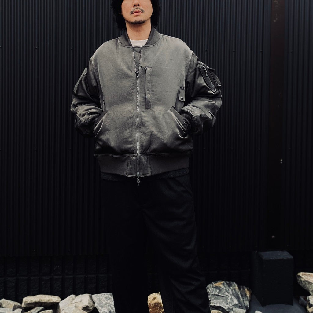 TECH REVERSIBLE MA-1 DOWN JACKET #CHARCOAL x OLIVE [BW-40026W]